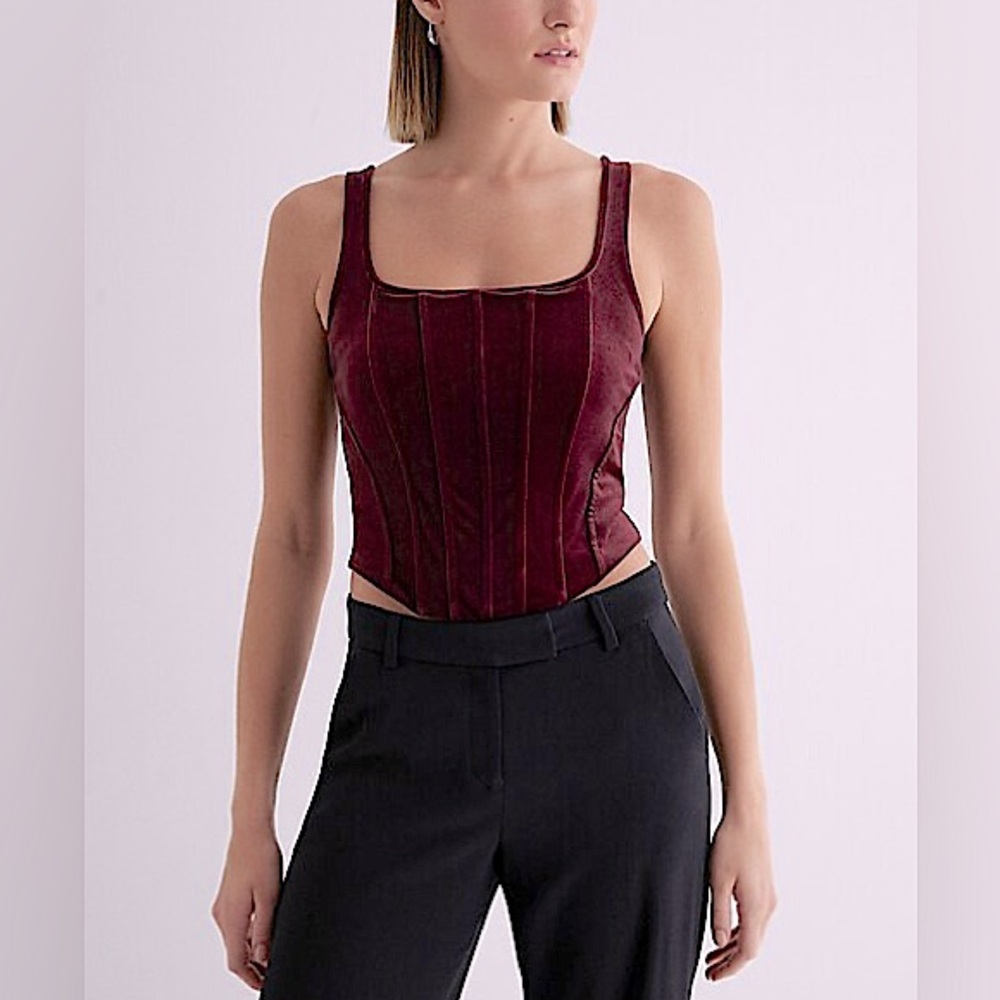 Express Body Contour Velvet Corset Cropped Tank Size M